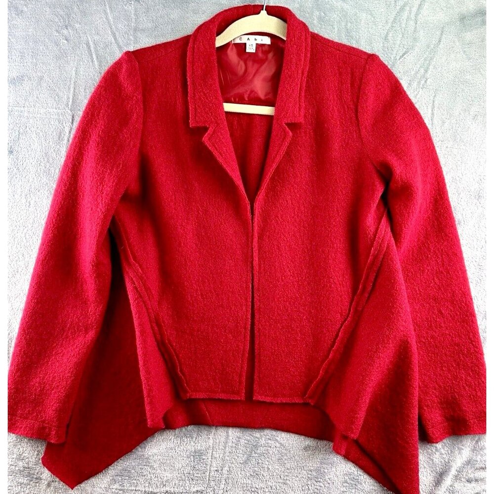 Cabi Jacket Blazer 528 Women’s XS Red Valentina Wool Asymmetric Hem Lightweight - Picture 11 of 11